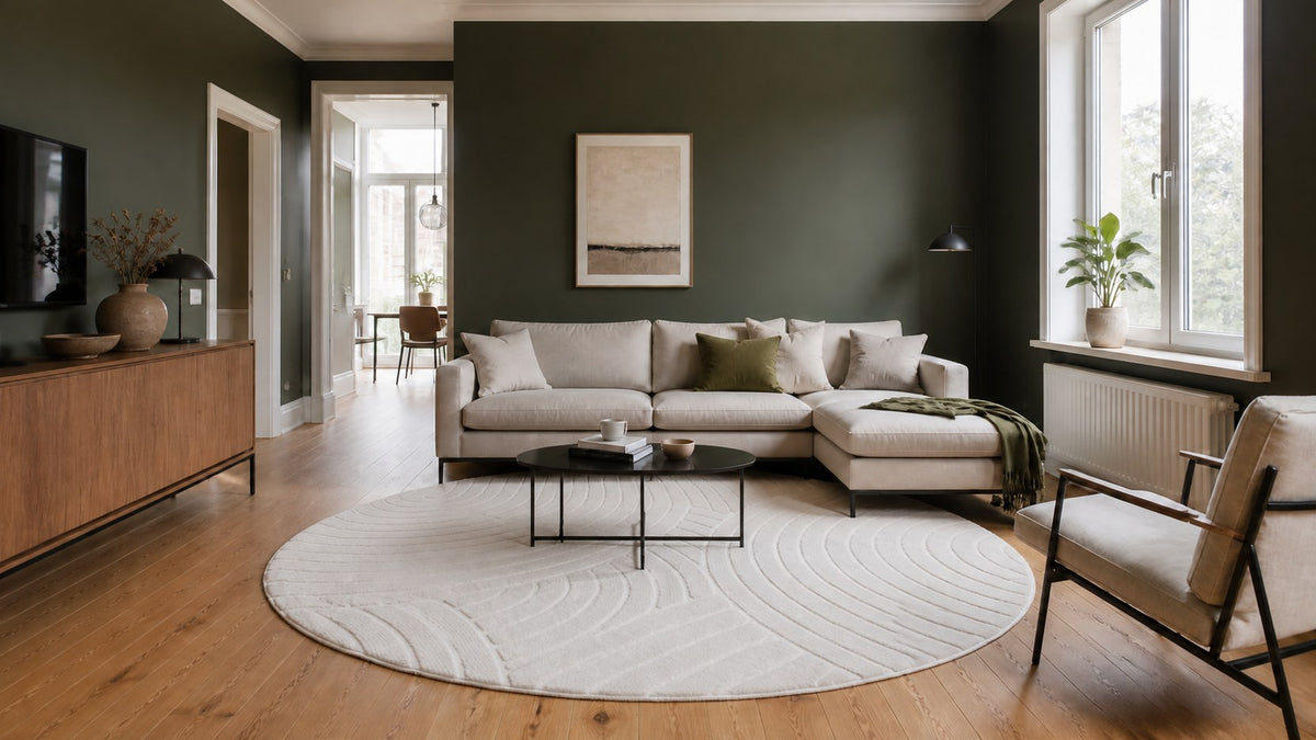Rond Japandi Vloerkleed - Ovara Zenith Creme