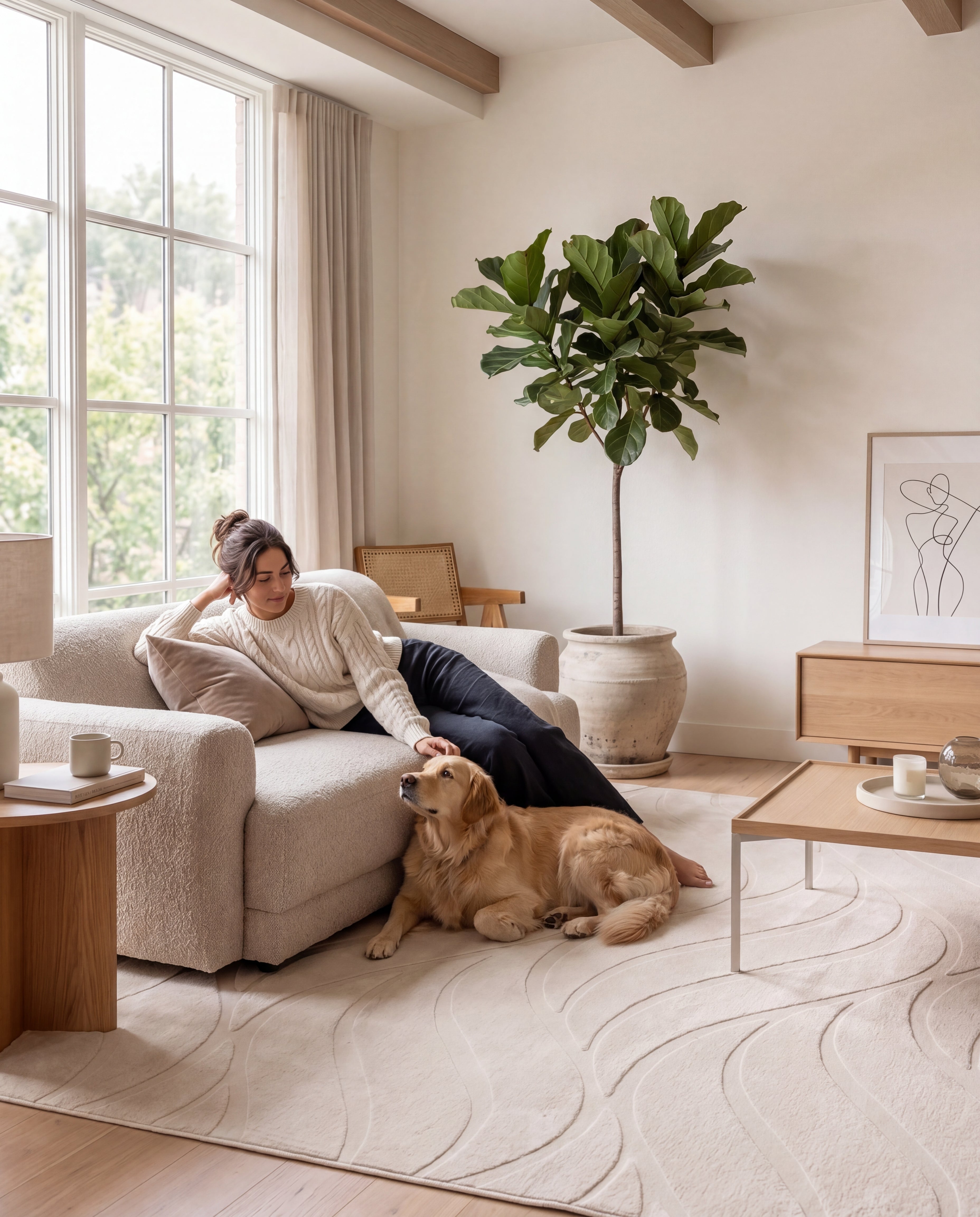Japandi Teppich Flova Beige