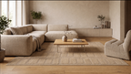 Japandi Teppich Linea Block Beige