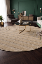Japandi Teppich Linea Frame Beige Rund