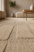 Japandi Teppich Linea Block Beige