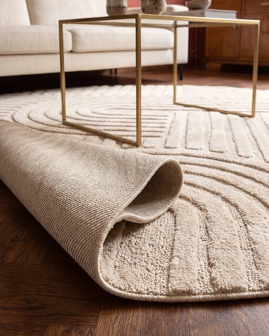 Runder Japandi Teppich - Linea Curve Creme