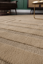Japandi Teppich Linea Frame Beige Rund