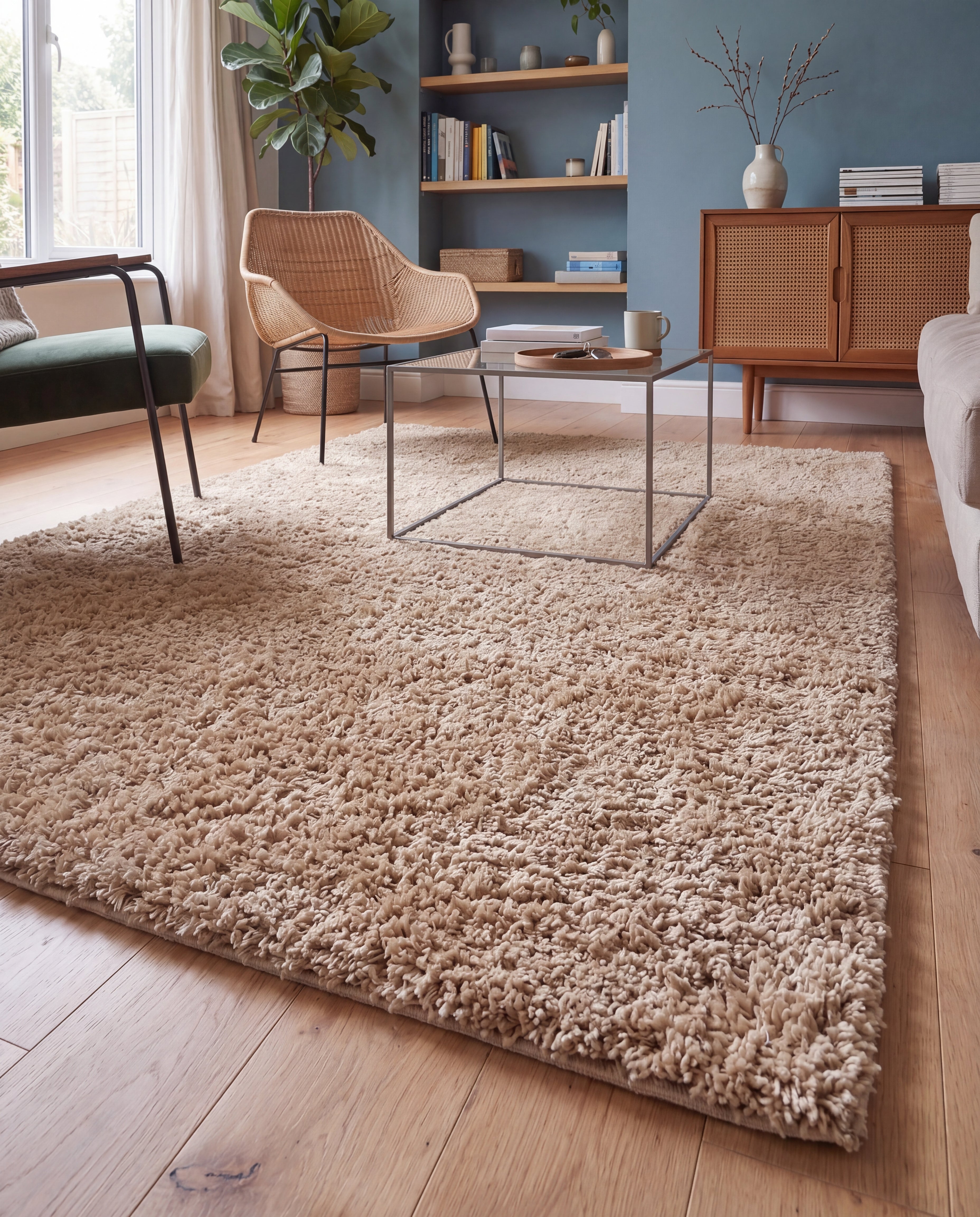Noa Shaggy Beige vloerkleed