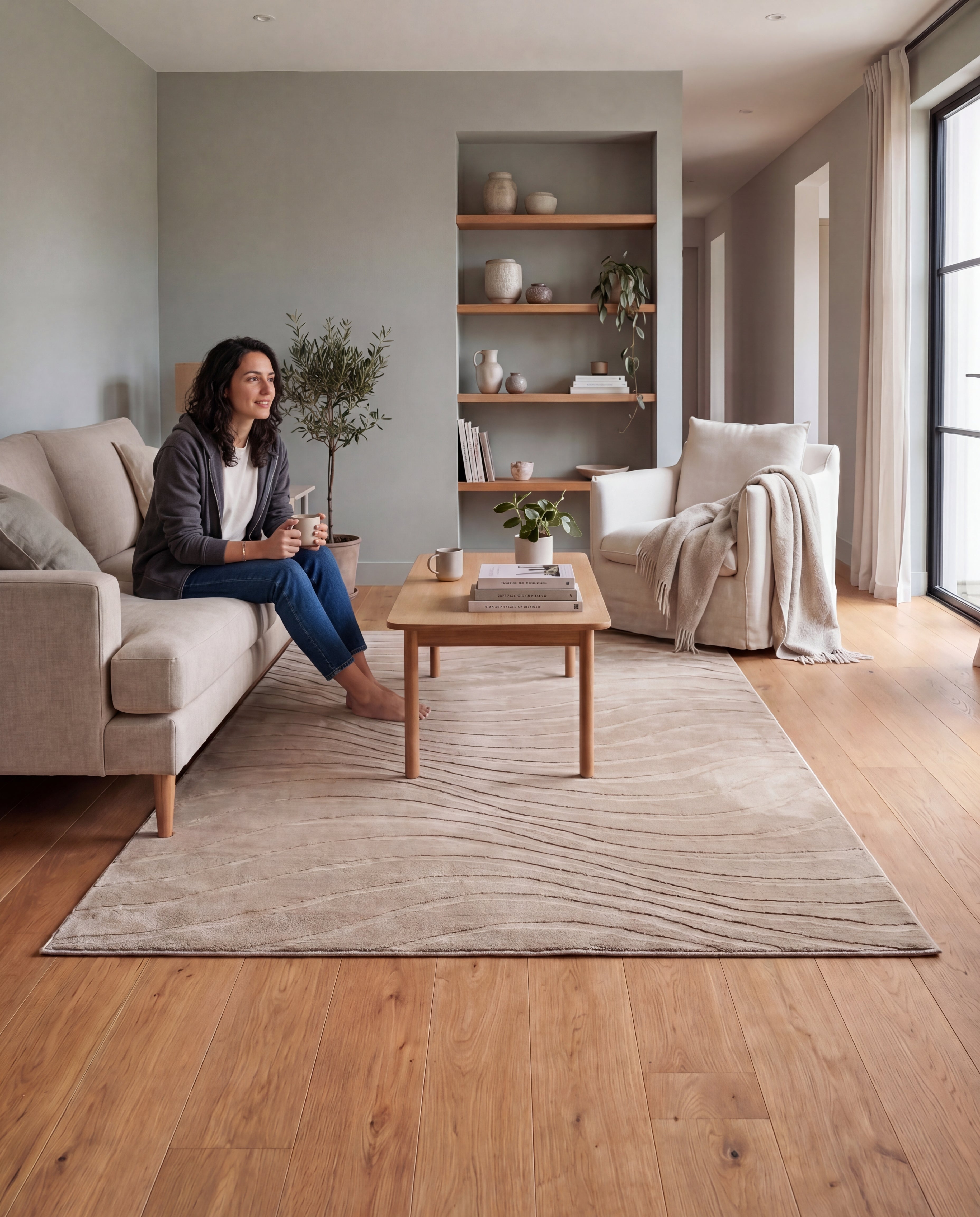 Japandi-Teppich – Terra Maris Taupe