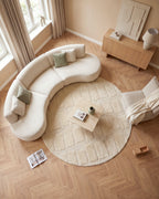 Japandi Teppich Linea Block Creme Rund