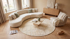 Japandi Teppich Linea Block Creme Rund