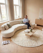 Japandi Teppich Linea Block Creme Rund
