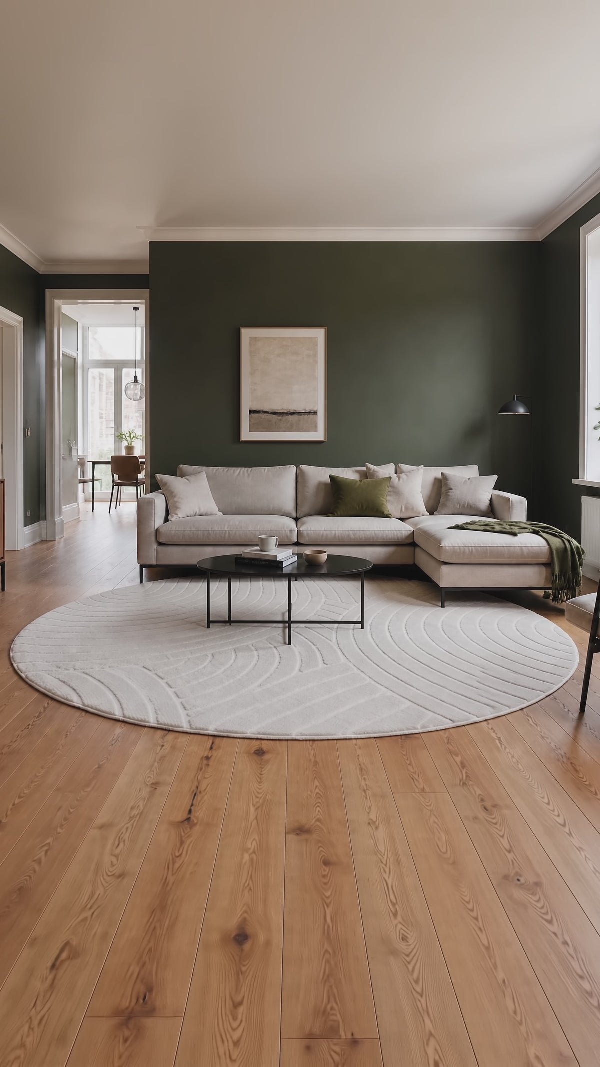 Rond Japandi Vloerkleed - Ovara Zenith Creme