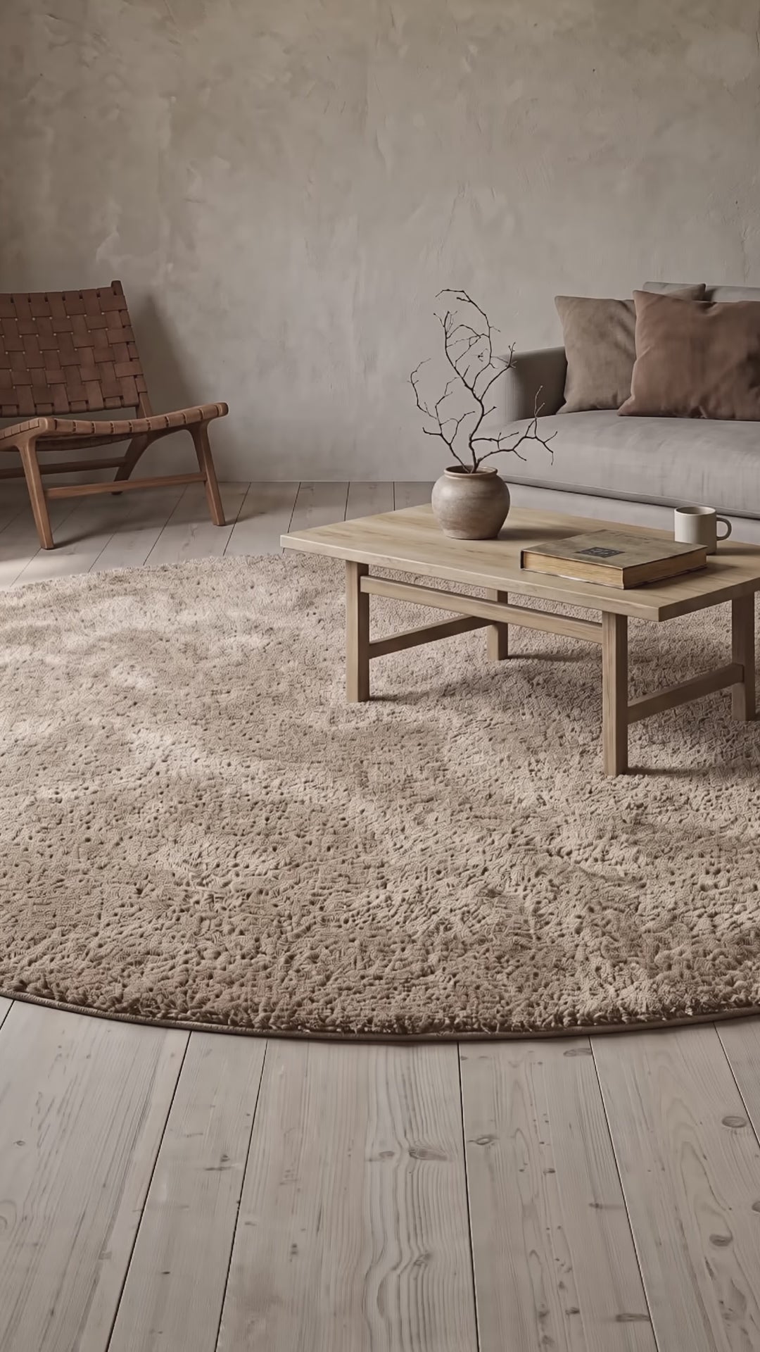 Noa Shaggy Beige Rund