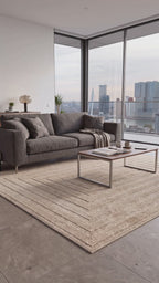 Japandi Teppich Linea Frame Beige