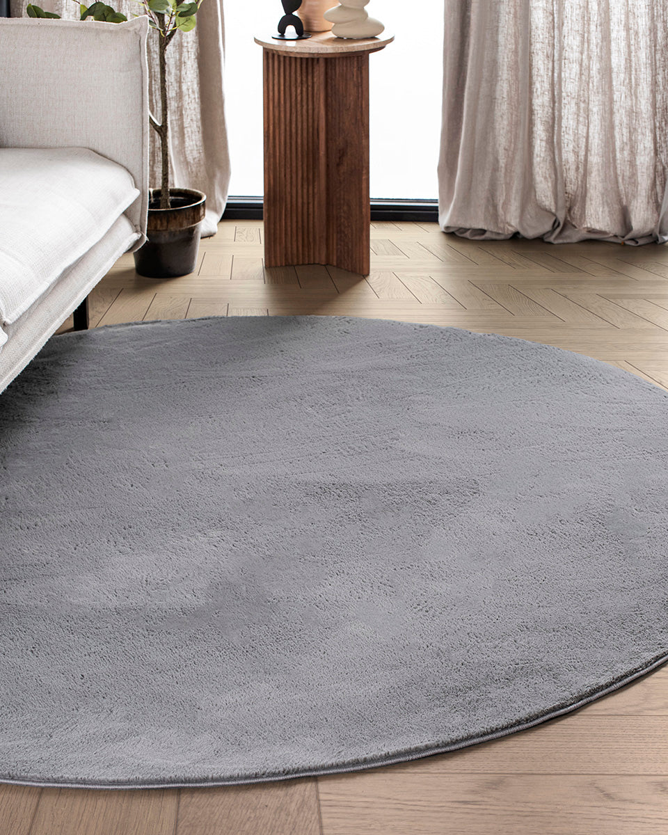 Runder Japandi-Teppich – Ovara Plano Grey