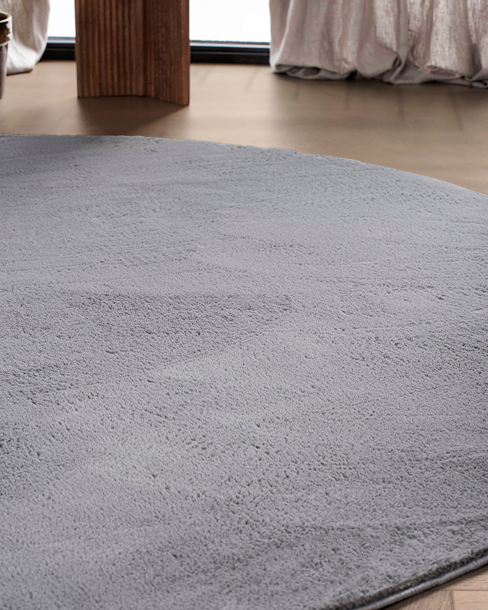 Runder Japandi-Teppich – Ovara Plano Grey