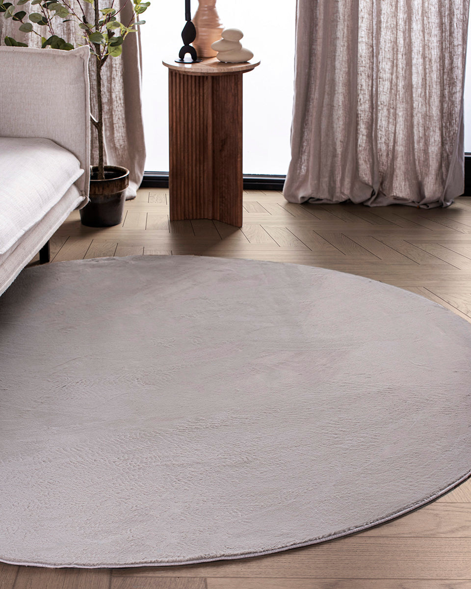 Runder Japandi-Teppich – Ovara Plano Taupe