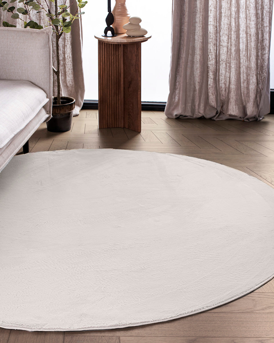 Runder Japandi-Teppich – Ovara Plano Beige