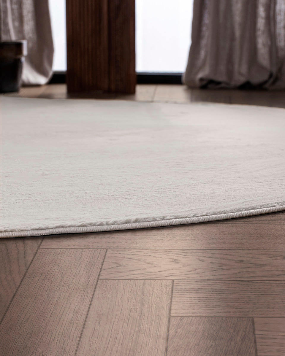 Runder Japandi-Teppich – Ovara Plano Beige