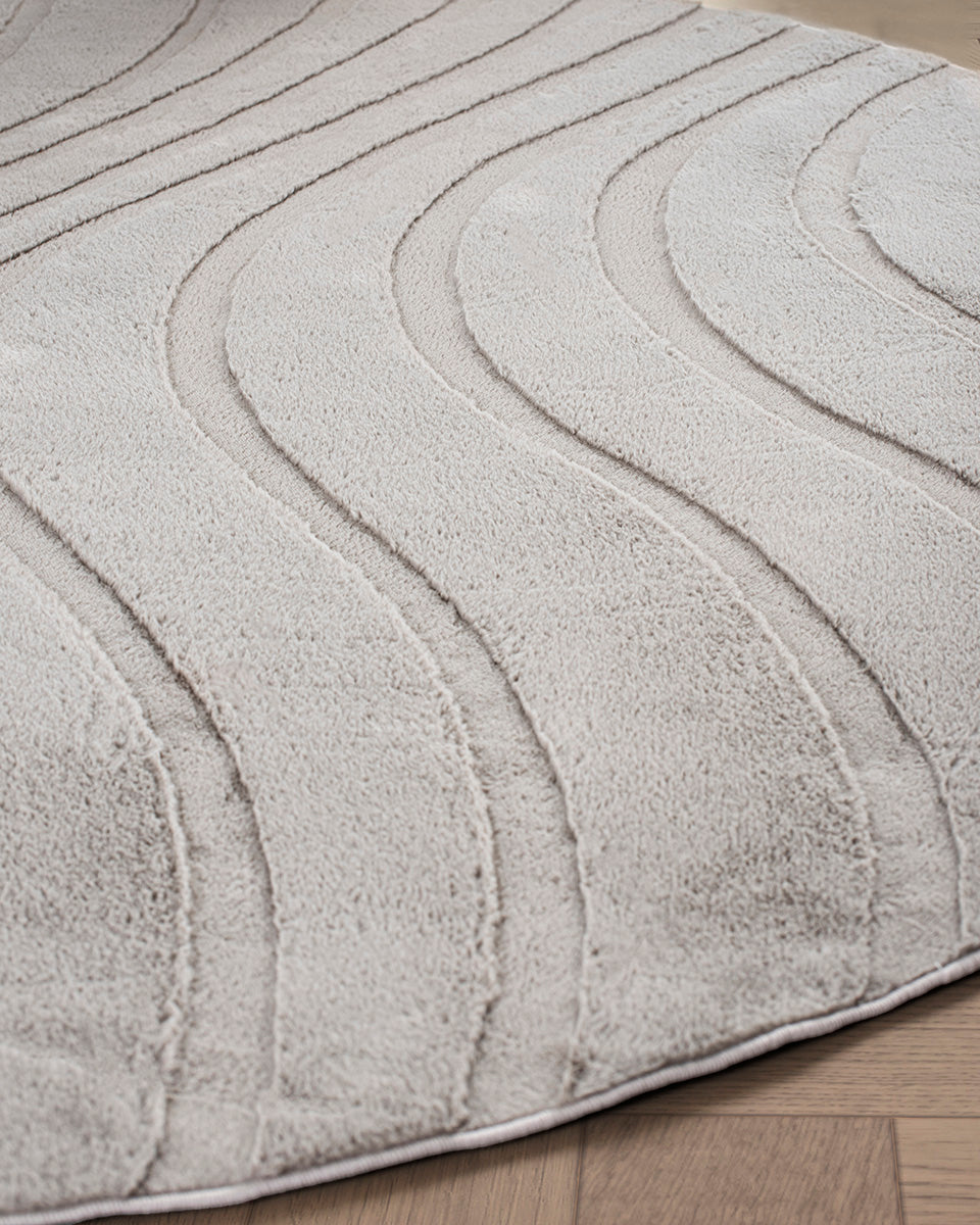 Runder Japandi-Teppich – Ovara Maris Taupe