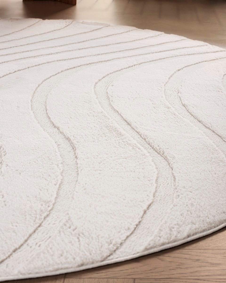 Runder Japandi-Teppich – Ovara Maris Beige