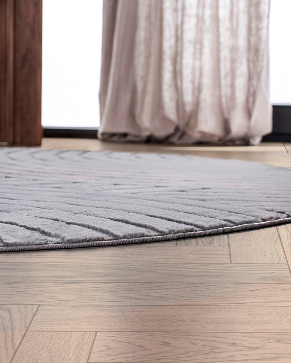 Runder Japandi-Teppich – Ovara Zenith Grey