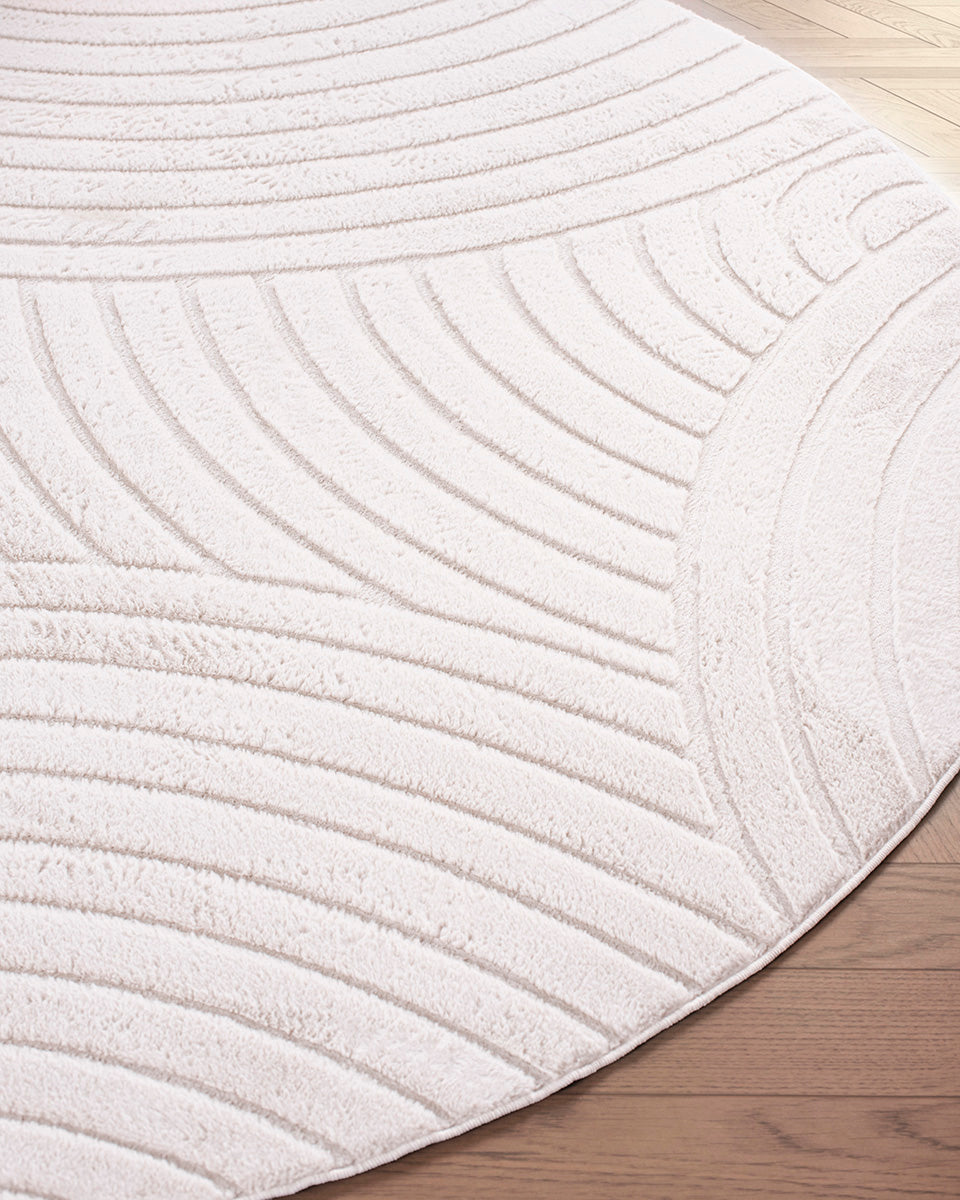 Runder Japandi-Teppich – Ovara Zenith Beige