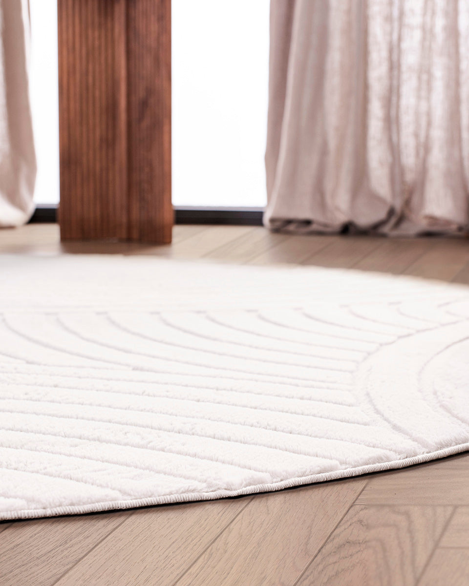Runder Japandi-Teppich – Ovara Zenith Beige